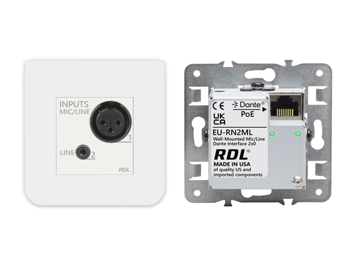 EU-RN2ML Wall-Mounted Mic/Line and Line Input Dante Interface 2 x 0